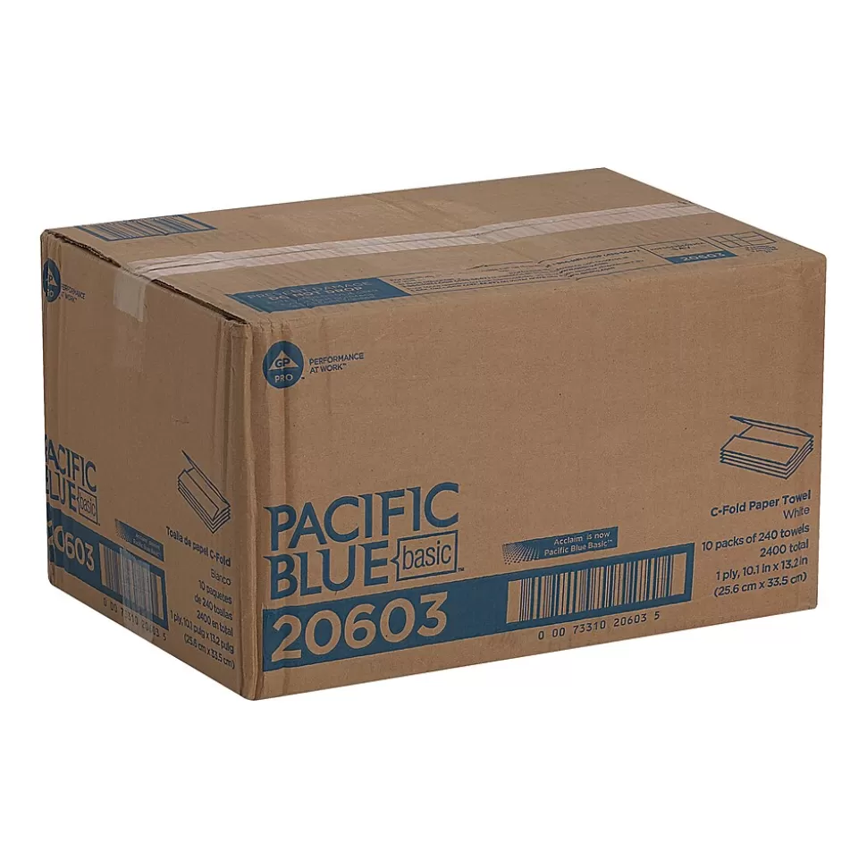 Pacific Blue Basic C-Fold Paper Towels, 1-ply, 240 Sheets/Pack, 10 Packs/Carton (20603) Outlet