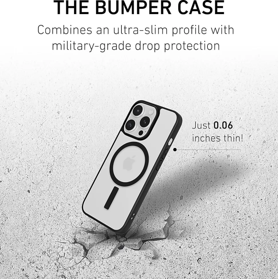 PEEL MagSafe Bumper Phone Case for iPhone 16 Pro, Shock Absorbing, Black (i16_PRO_BMP_BLK) Flash Sale