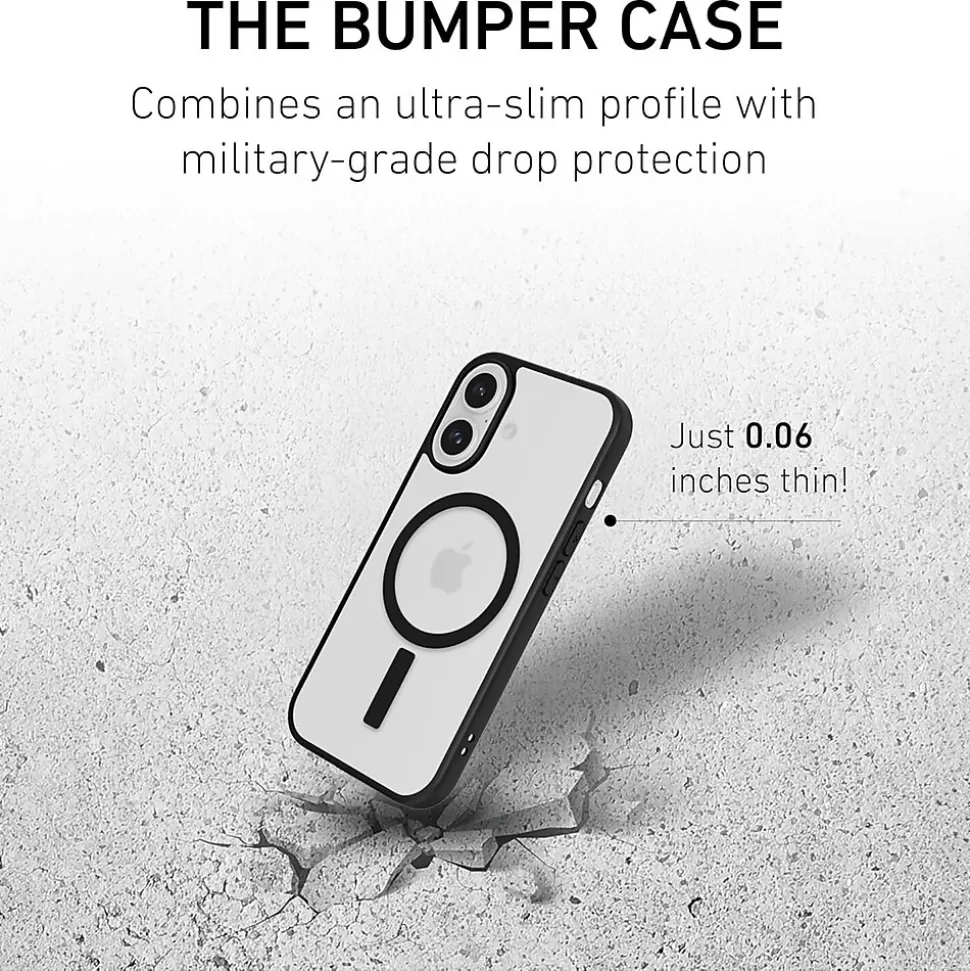 PEEL MagSafe Bumper Phone Case for iPhone 16, Shock Absorbing, Black (I16_STD_BMP_BLK) Online