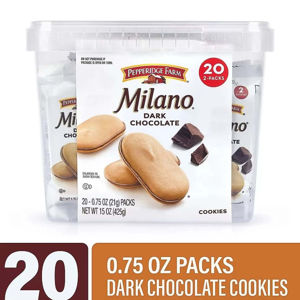 Milano Pepperidge Farm Double Dark Chocolate Cookies, 0.75 oz, 20/Pack (220-02248) Fashion