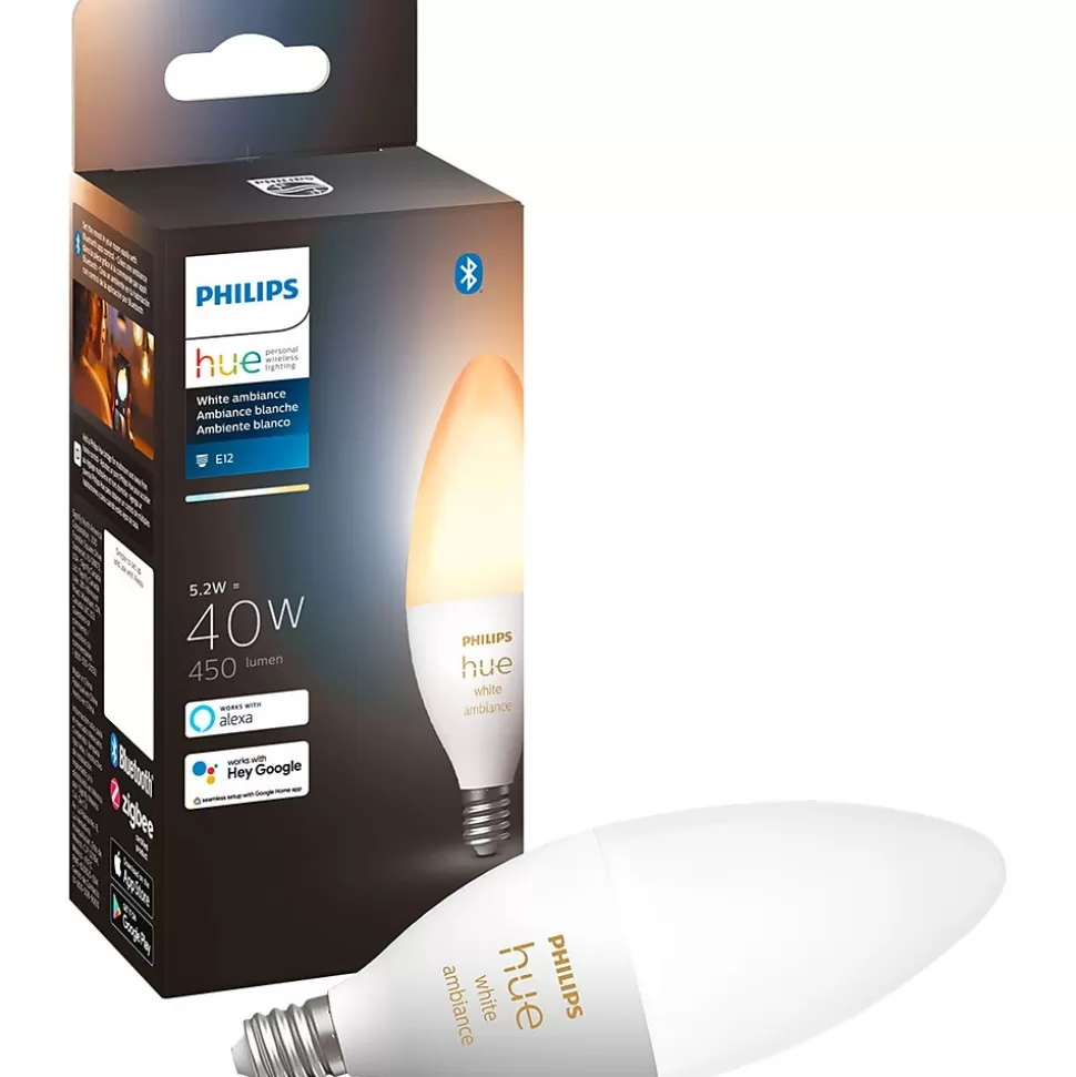 Philips Hue 40W Equivalent B39 LED Smart Bulb, White (573089) Clearance