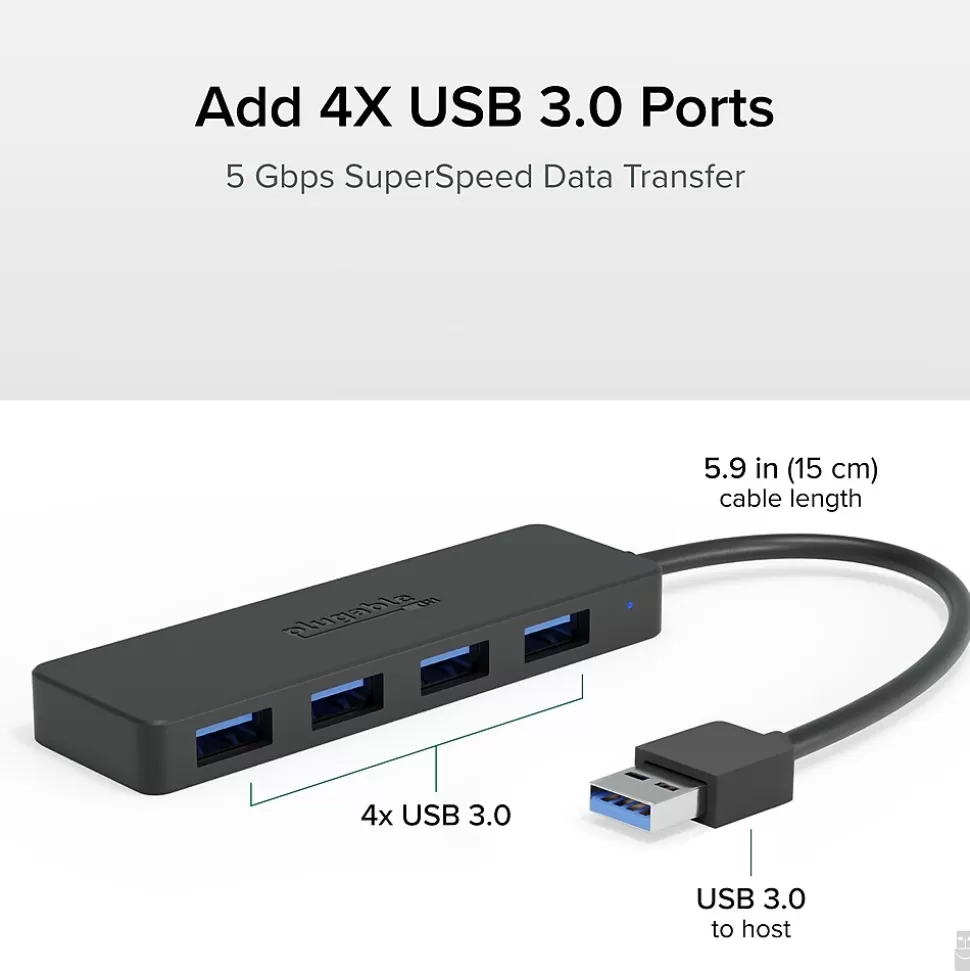 Plugable 4 Port USB Hub 3.0, USB Splitter for Laptop (USB3-HUB4A) Best