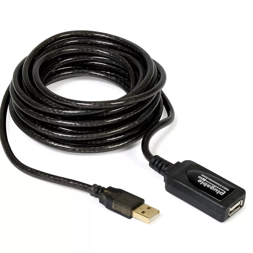 Plugable 16' USB 2.0 Active Extension Cable, Male/Female, Black (USB2-5M) Discount