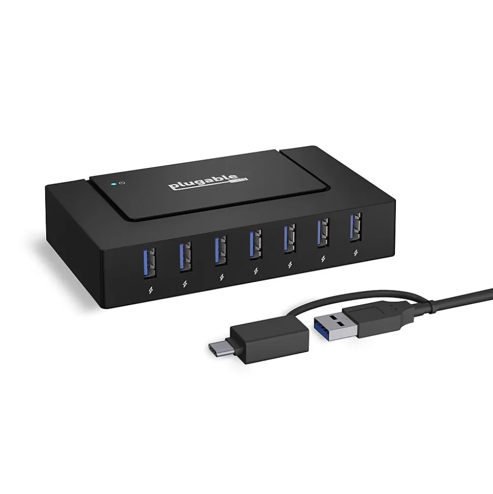 Plugable 7-in-1 Charging Hub with Data Transfer for USB-C or USB 3.0 Laptops Cheap