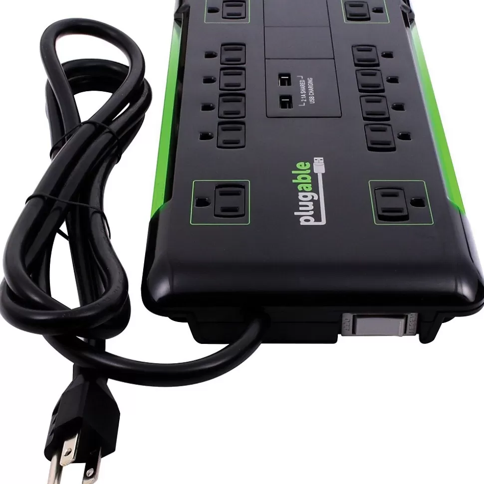 Plugable 12-Outlet 4320 J Surge Suppressor, 6' (PS12-USB2B) Best Sale