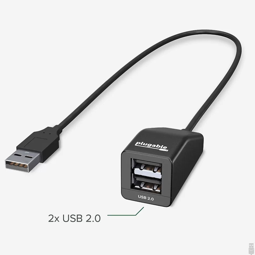 Plugable 2-Port USB 2.0 Hub, Black (USB2-2PORT) Best Sale