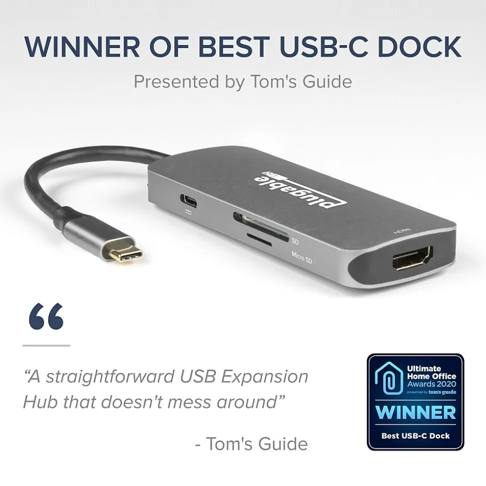 Plugable USB C Hub Multiport Adapter, 7-in-1 Hub, 87W Charging (USBC-7IN1) Best