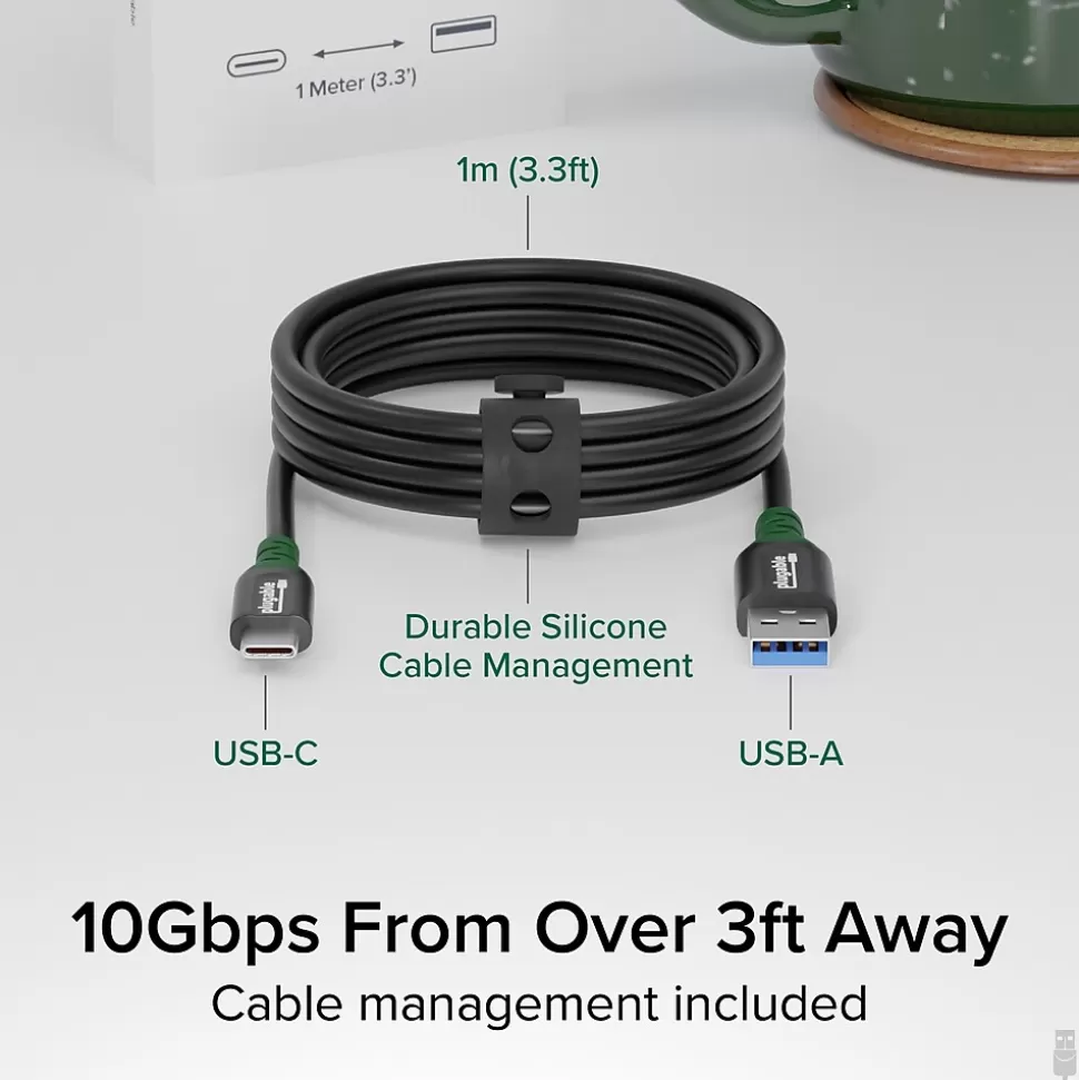 Plugable 3.3' USB-C to USB-A Cable, Black (USBC-A1M) New