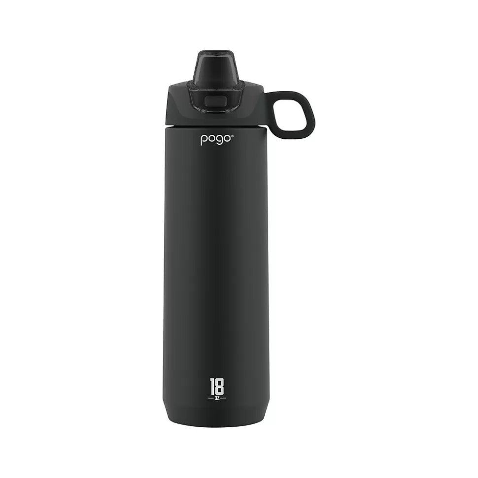 POGO GEAR ACTIVE Stainless Steel Water Bottle, 18 oz., Black (488-0887-400-6) Cheap