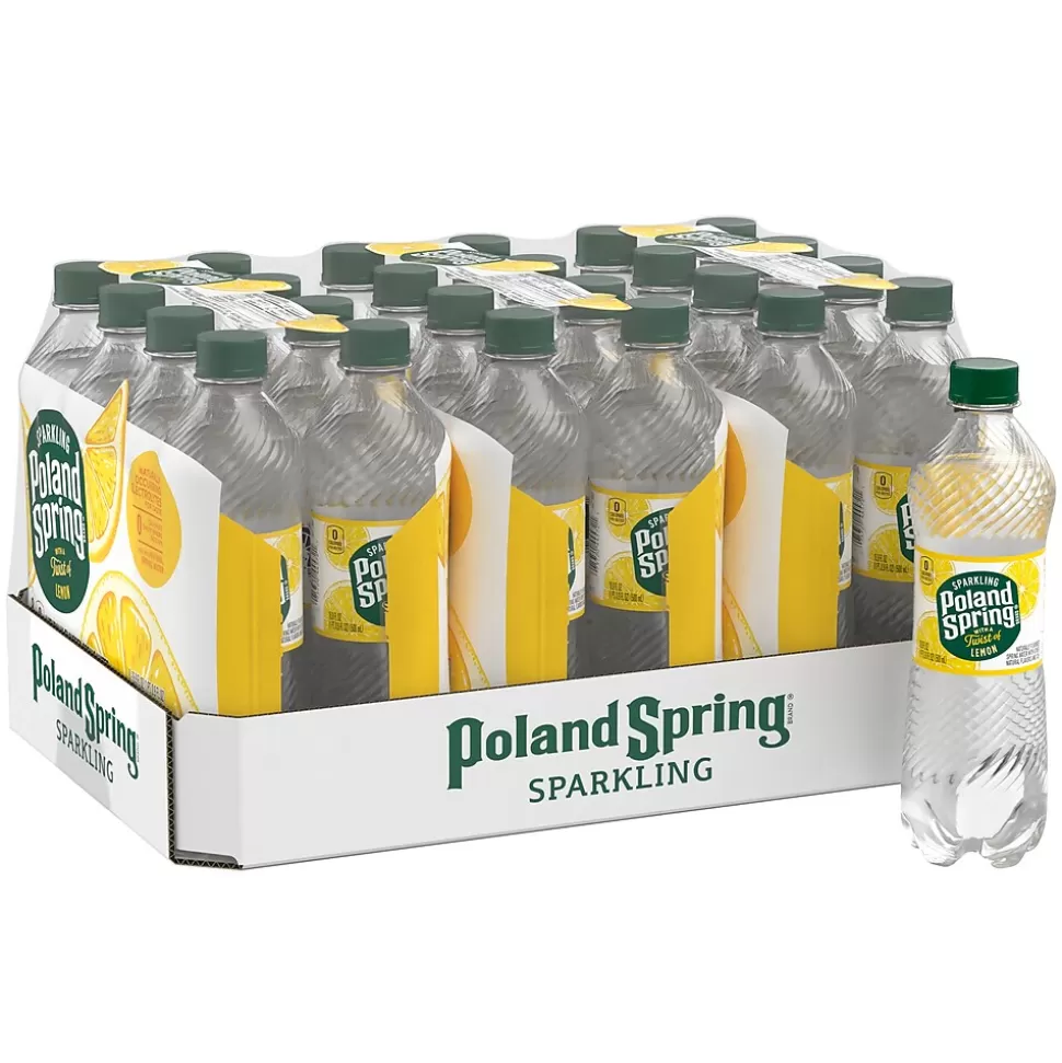 Poland Spring Sparkling Water, Lively Lemon, 16.9 oz. Bottles, 24/Carton (12349569/100965) Outlet