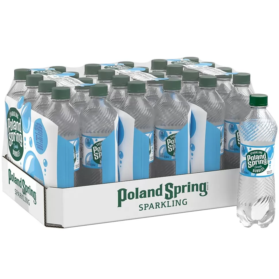 Poland Spring Sparkling Water, Simply Bubbles, 16.9 oz. Bottles, 24/Carton (12349574) Cheap