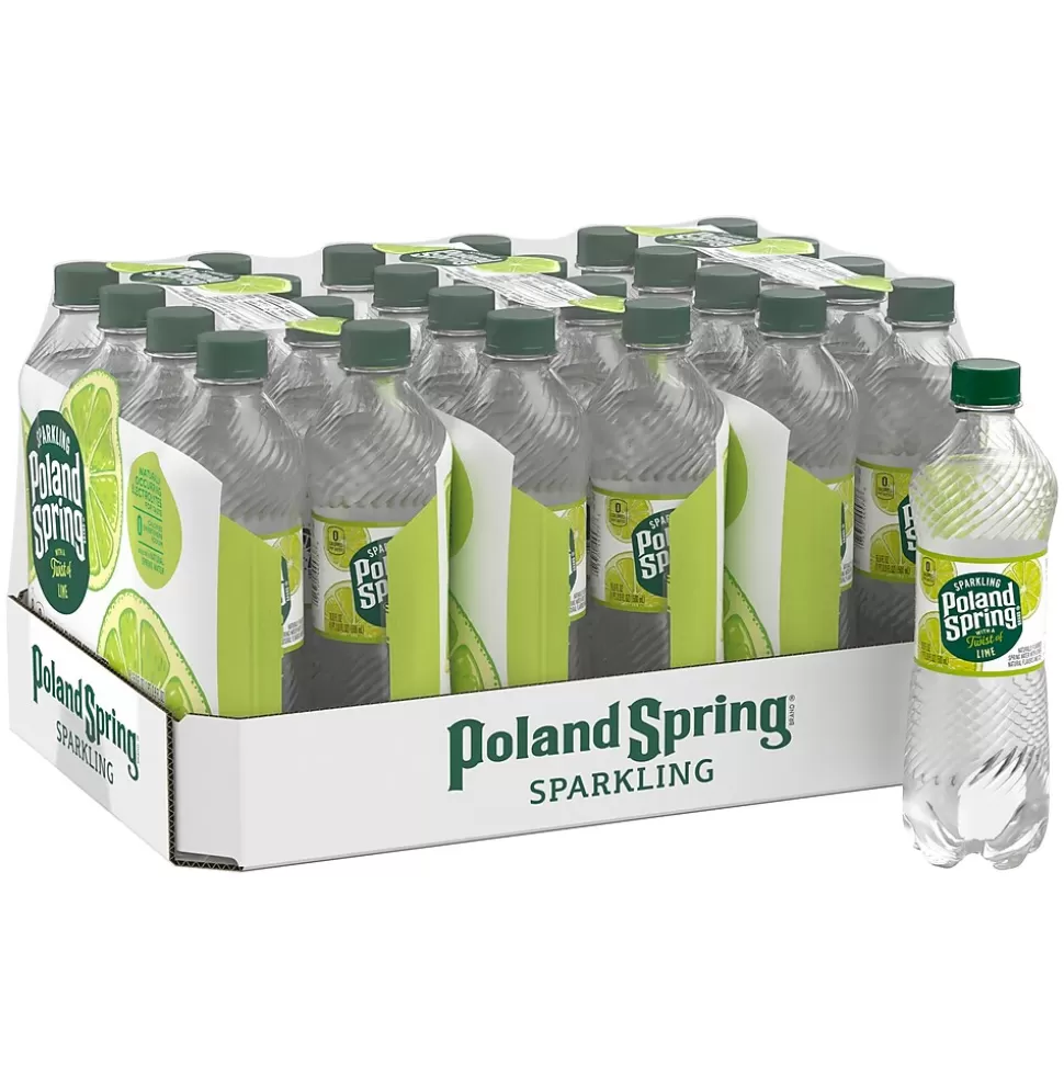 Poland Spring Sparkling Water, Zesty Lime, 16.9 oz. Bottles, 24/Carton (12349570/122058) Discount