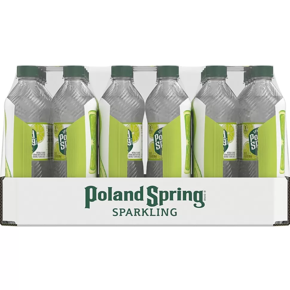 Poland Spring Sparkling Water, Zesty Lime, 16.9 oz. Bottles, 24/Carton (12349570/122058) Discount