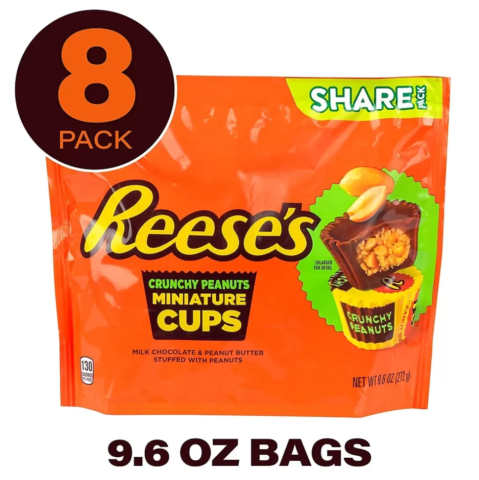 Reese's Crunchy Peanuts Miniature Cups Pouch, 9.6 oz, 8/Pack (220-02453) New