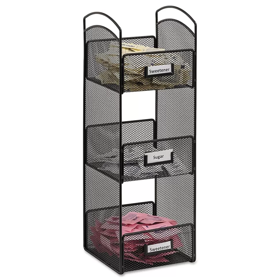 Safco ® Onyx Hospitality Organizer Tower, 3 Compartments, Black (3290BL) Store