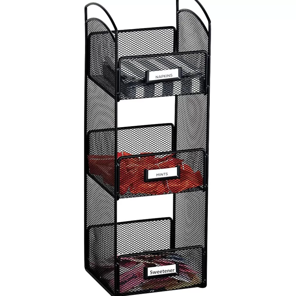 Safco ® Onyx Hospitality Organizer Tower, 3 Compartments, Black (3290BL) Store