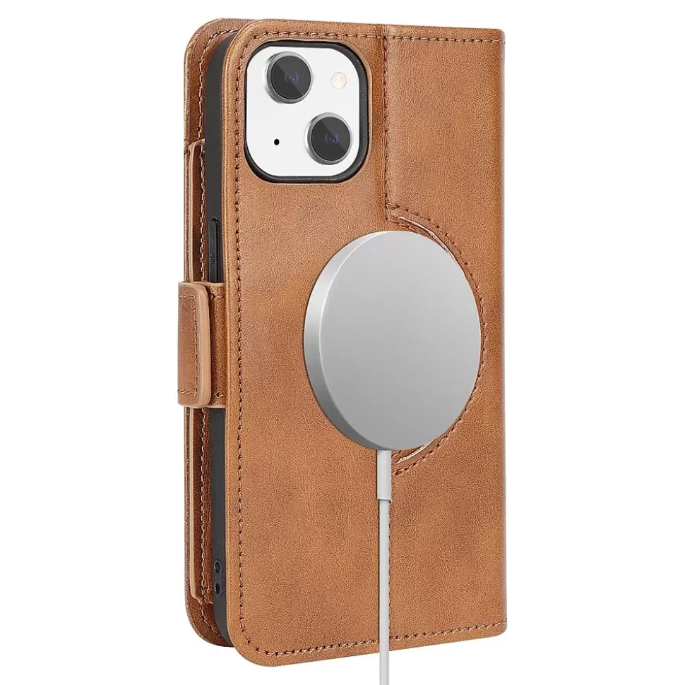 SaharaCase Folio Wallet MagSafe Phone Case for iPhone 15 Plus, Shock Absorbing, Brown (CP00455) Clearance