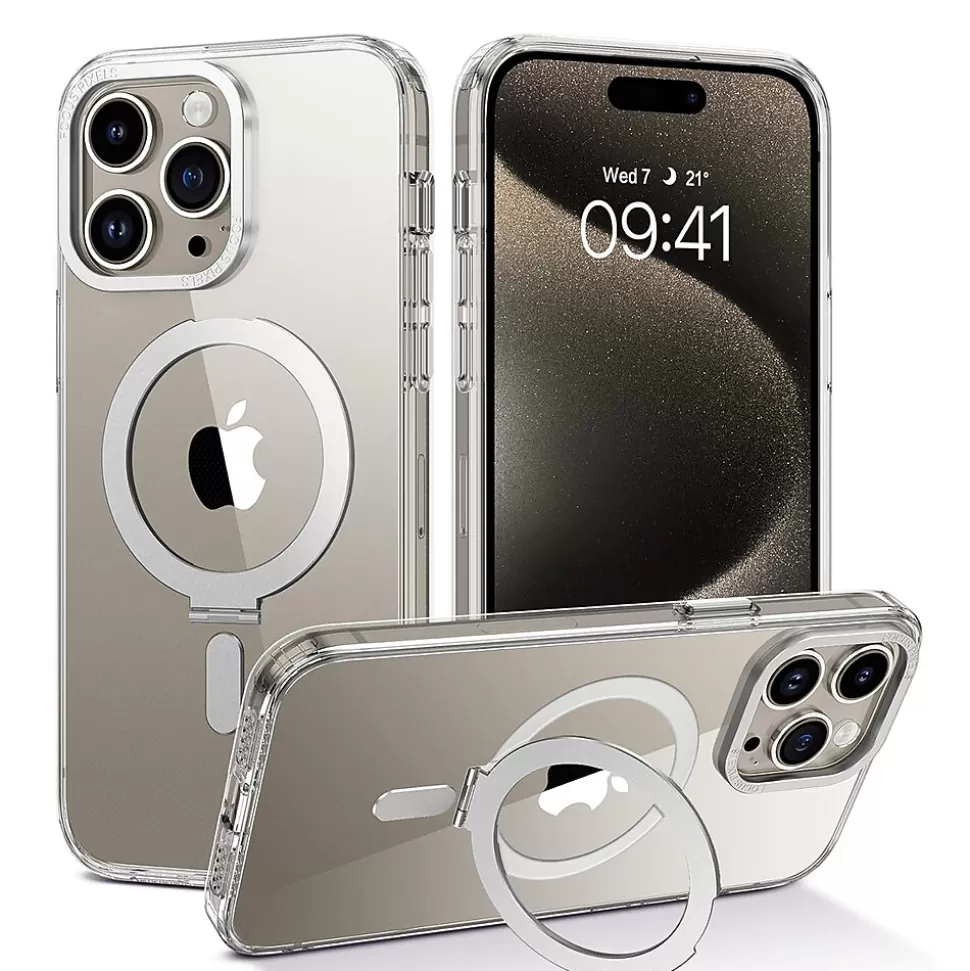 SaharaCase Hybrid-Flex Kickstand MagSafe Phone Case for iPhone 15 Pro, Shock Absorbing, Clear (CP00460) Discount