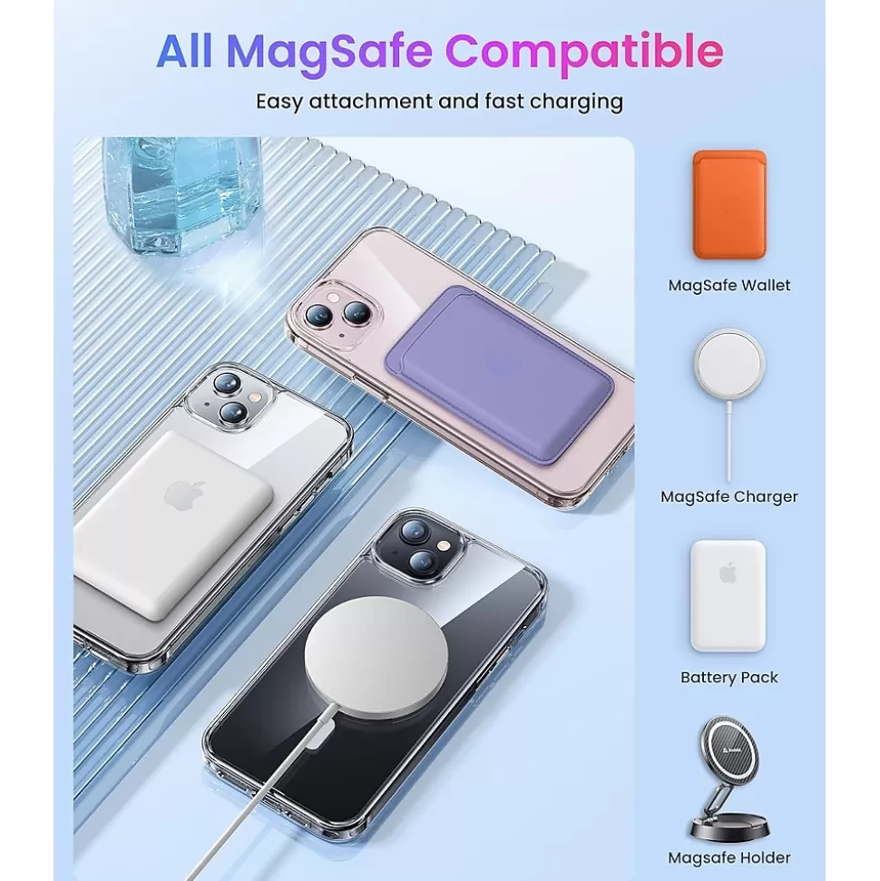 SaharaCase Hybrid-Flex Kickstand MagSafe Phone Case for iPhone 15, Shock Absorbing, Clear (CP00442) Cheap