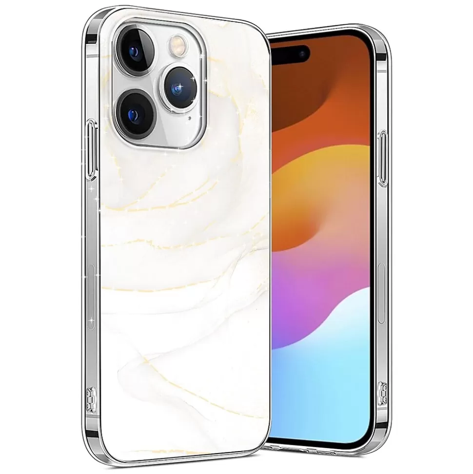 SaharaCase MagSafe Phone Case for iPhone 15 Pro, Shock Absorbing, White Marble (CP00463) Cheap