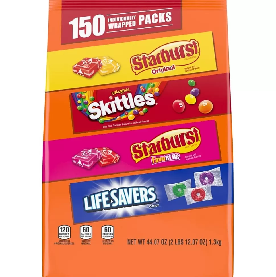 Mars SKITTLES, STARBURST Original & FaveRed, LIFE SAVERS Chewy & Hard Candy Assortment, 44.07 oz, 150 Pieces Bag (225-00106) Store