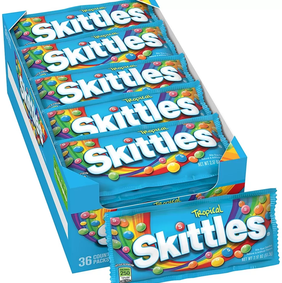 Skittles Tropical Fruit Flavored Candy, 2.17 oz, 36/Box (209-00175) Fashion