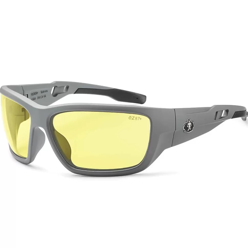 Skullerz BALDR Safety Glasses, Yellow Lens, Matte Gray (57150) Fashion