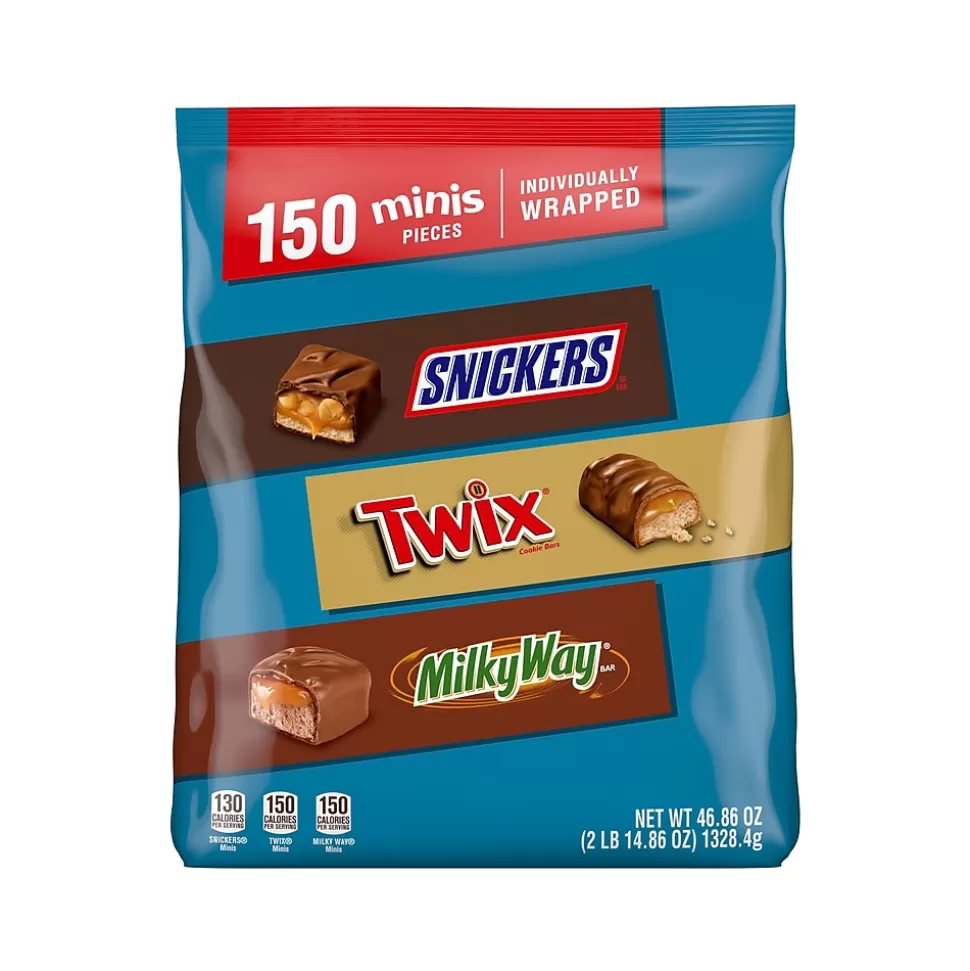 Mars Snickers, Twix and MilkyWay Minis Milk Chocolate Candy Bars Bulk Variety Pack, 46.86 oz., 150 Pieces (459751) Best Sale