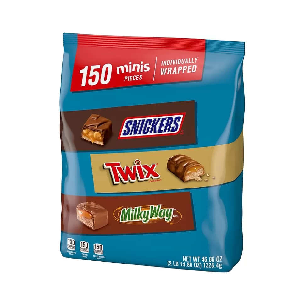 Mars Snickers, Twix and MilkyWay Minis Milk Chocolate Candy Bars Bulk Variety Pack, 46.86 oz., 150 Pieces (459751) Best Sale