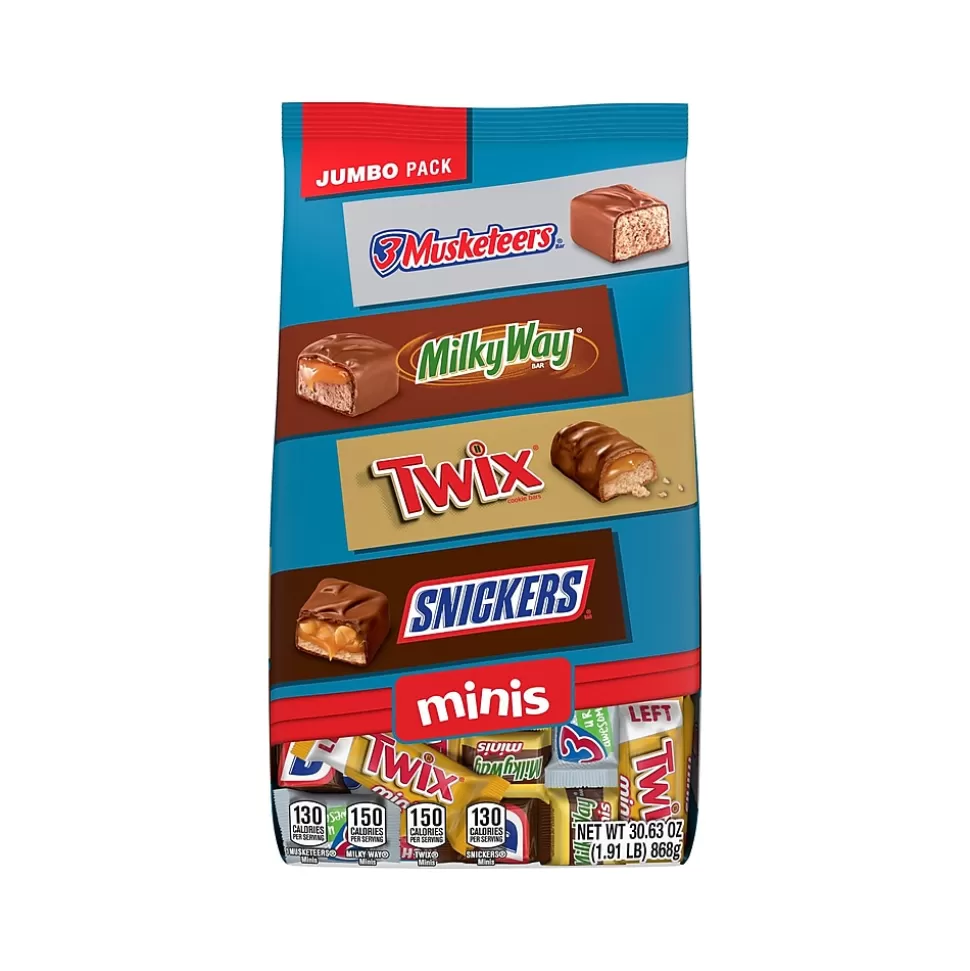 Mars Snickers, Twix, 3Musketeers and MilkyWay Minis Milk Chocolate Candy Bars Bulk Variety Pack, 30.63 oz. (460690) Clearance