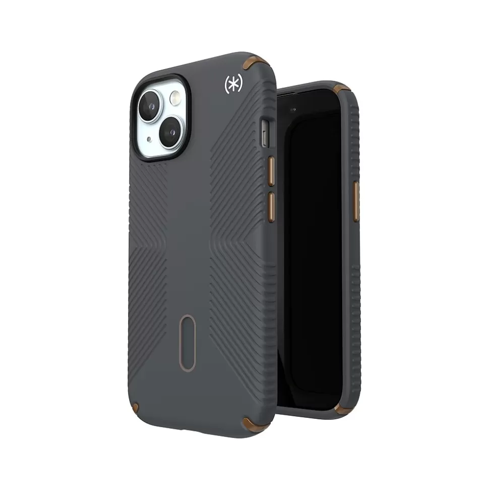 Speck Presidio 2 Grip MagSafe ClickLock Phone Case for iPhone 15, Charcoal Gray/Cool Bronze (150439-3212) Discount