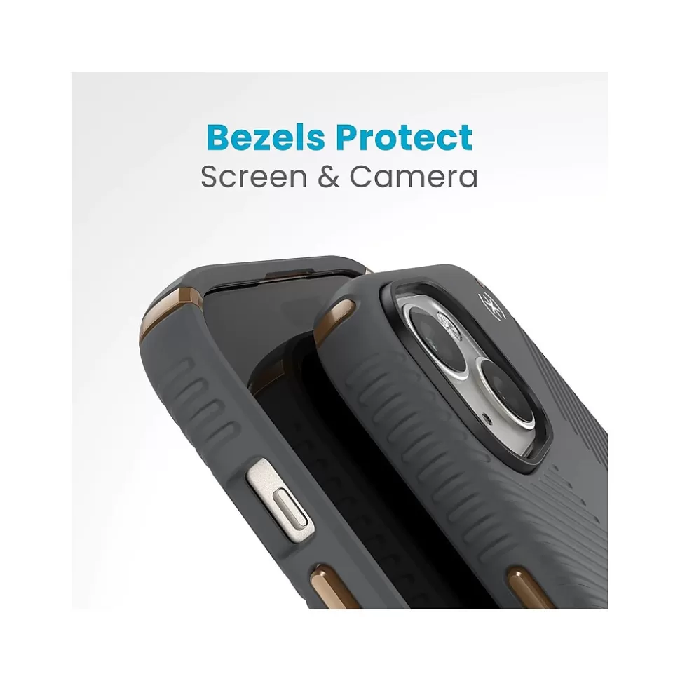 Speck Presidio 2 Grip MagSafe ClickLock Phone Case for iPhone 15, Charcoal Gray/Cool Bronze (150439-3212) Discount