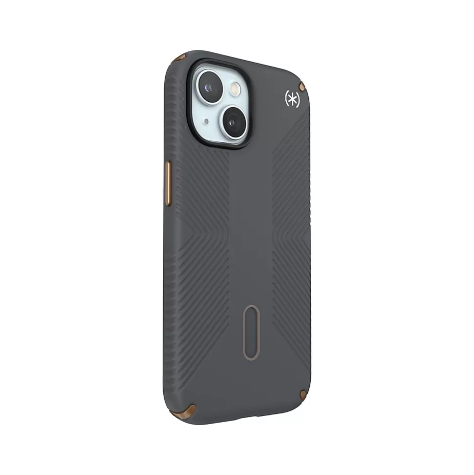 Speck Presidio 2 Grip MagSafe ClickLock Phone Case for iPhone 15, Charcoal Gray/Cool Bronze (150439-3212) Discount