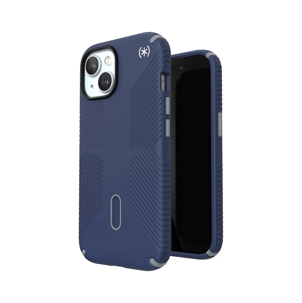Speck Presidio 2 Grip MagSafe ClickLock Phone Case for iPhone 15, Coastal Blue/Dust Gray (150439-3206) Cheap