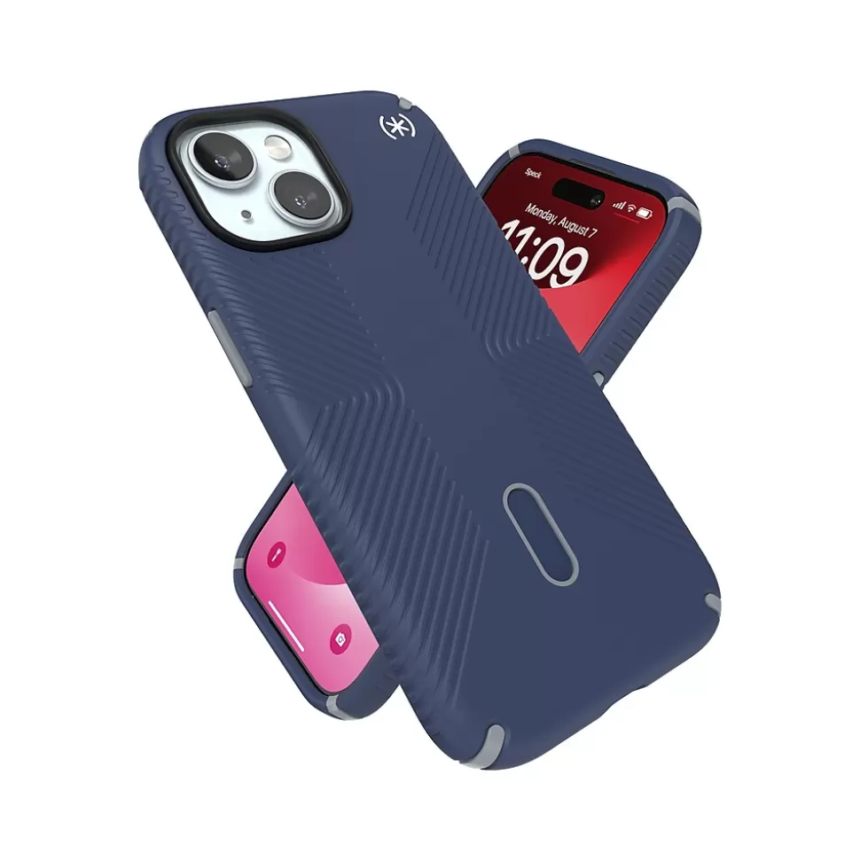 Speck Presidio 2 Grip MagSafe ClickLock Phone Case for iPhone 15, Coastal Blue/Dust Gray (150439-3206) Cheap