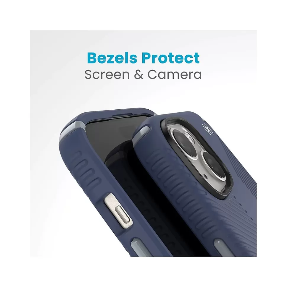 Speck Presidio 2 Grip MagSafe ClickLock Phone Case for iPhone 15, Coastal Blue/Dust Gray (150439-3206) Cheap