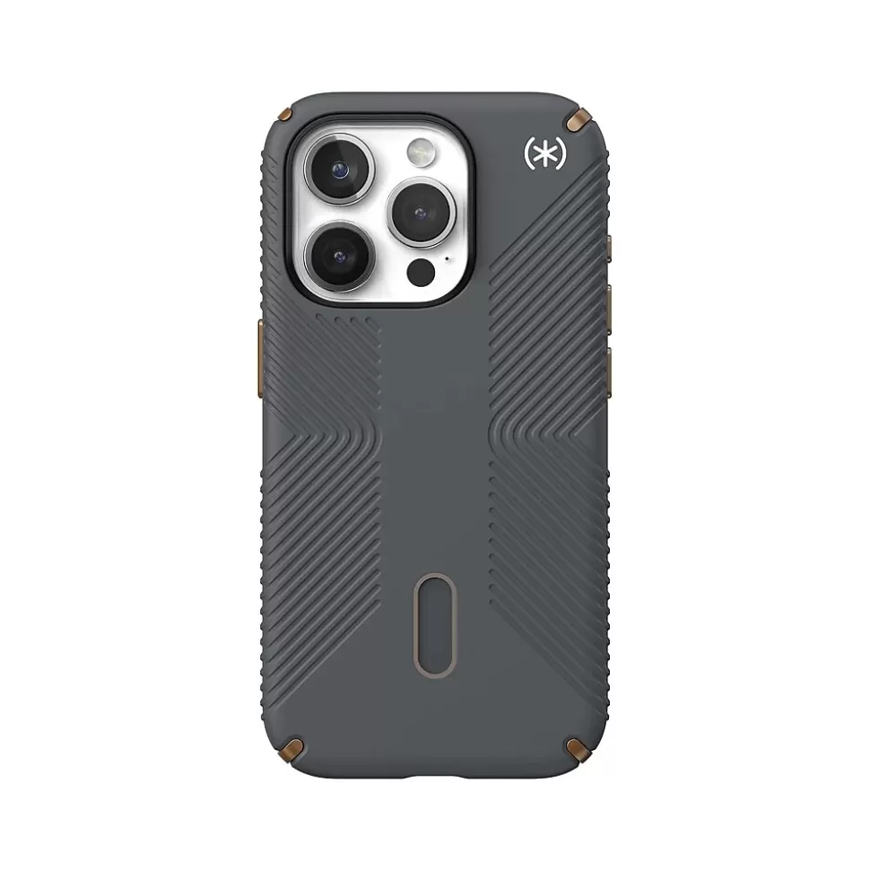 Speck Presidio 2 Grip MagSafe ClickLock Phone Case for iPhone 15 Pro, Charcoal Gray/Cool Bronze (150447-3212) Outlet