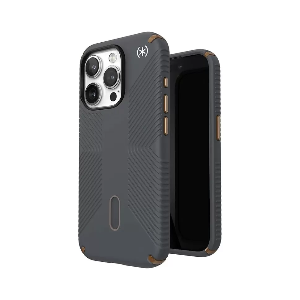 Speck Presidio 2 Grip MagSafe ClickLock Phone Case for iPhone 15 Pro, Charcoal Gray/Cool Bronze (150447-3212) Outlet