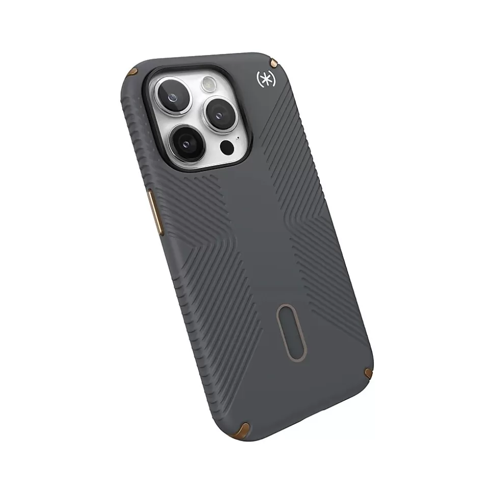 Speck Presidio 2 Grip MagSafe ClickLock Phone Case for iPhone 15 Pro, Charcoal Gray/Cool Bronze (150447-3212) Outlet