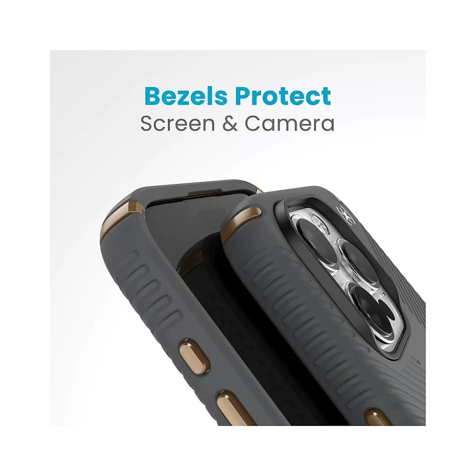 Speck Presidio 2 Grip MagSafe ClickLock Phone Case for iPhone 15 Pro, Charcoal Gray/Cool Bronze (150447-3212) Outlet