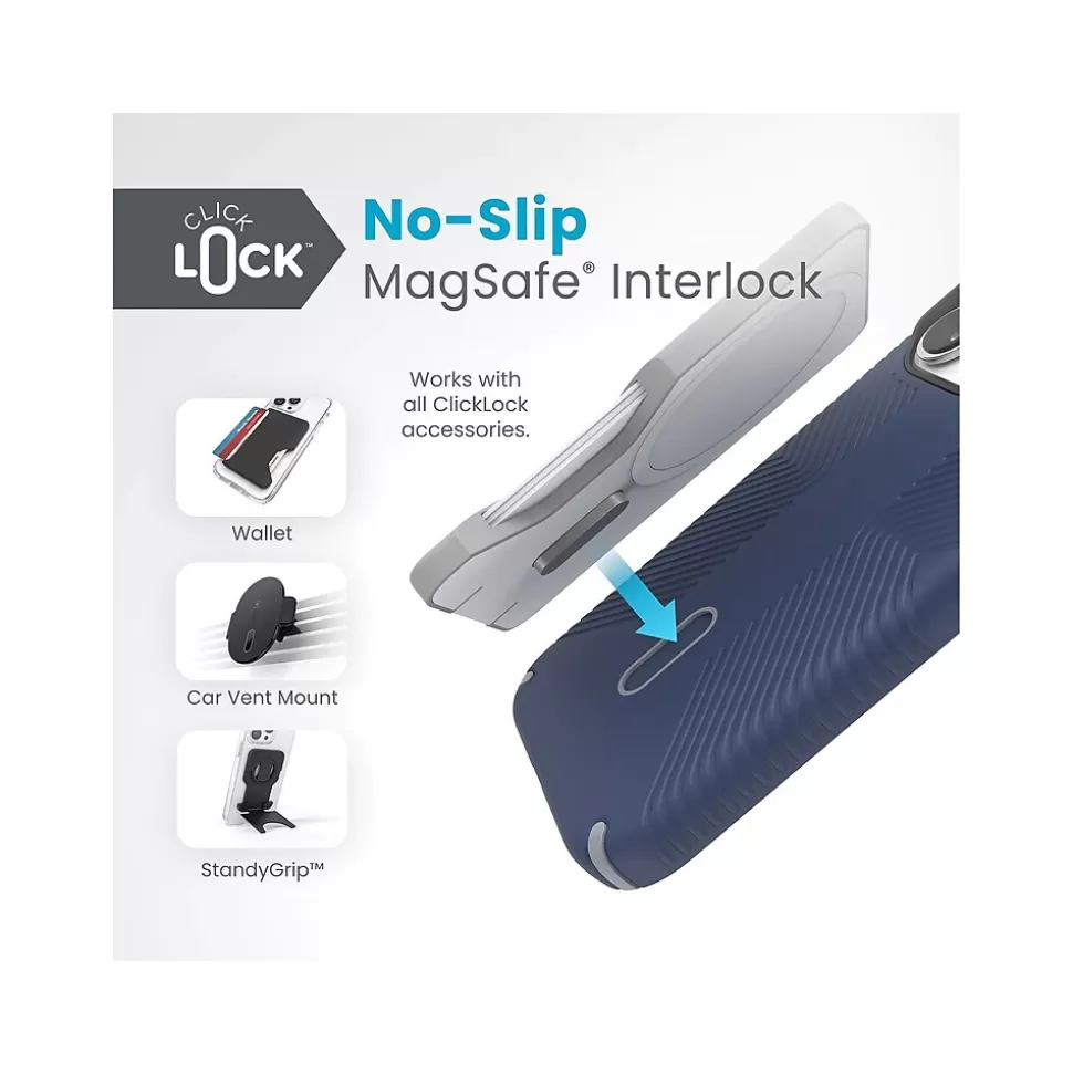 Speck Presidio 2 Grip MagSafe ClickLock Phone Case for iPhone 15 Pro, Coastal Blue/Dust Gray (150447-3206) Store