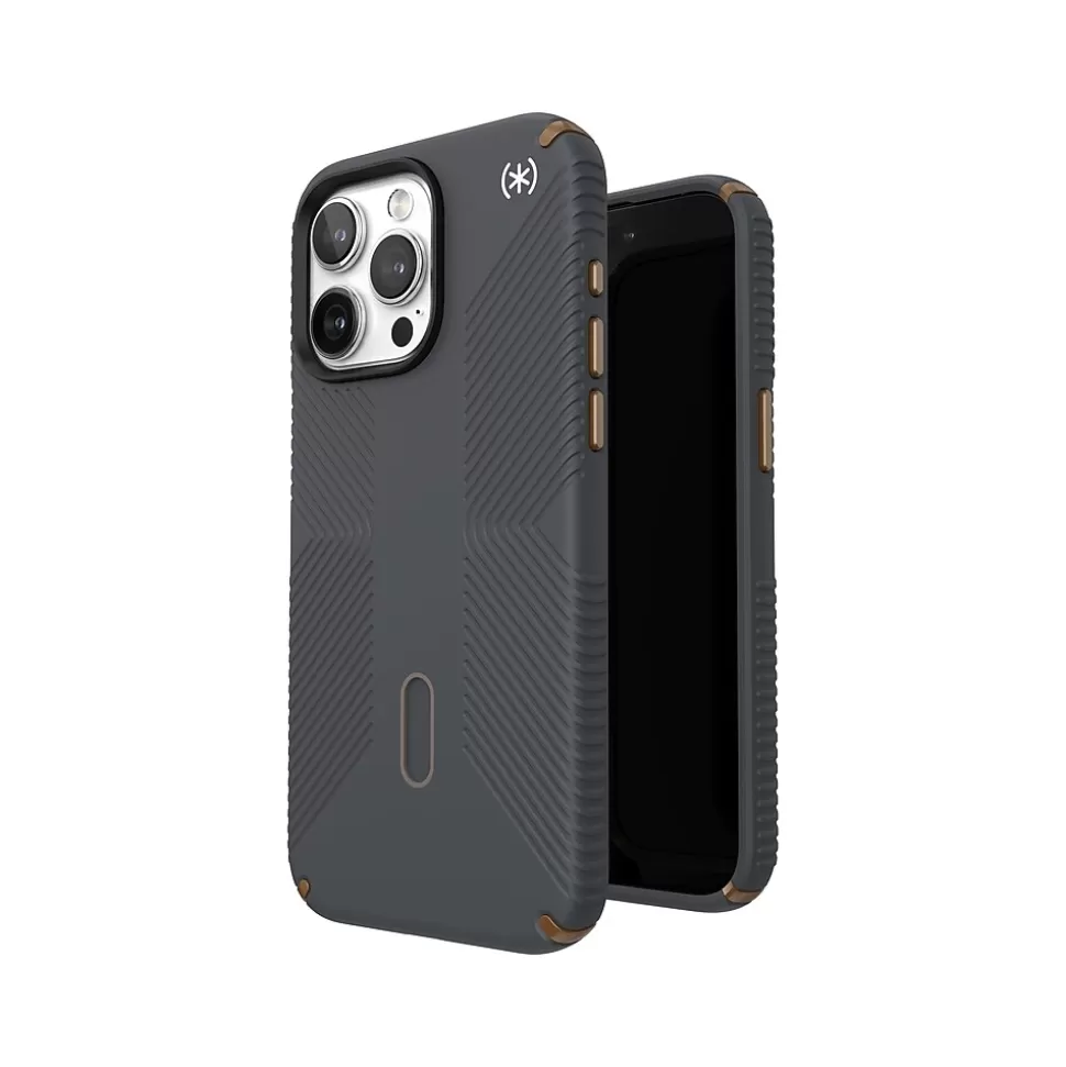 Speck Presidio 2 Grip MagSafe ClickLock Phone Case for iPhone 15 Pro Max, Charcoal Gray/Cool Bronze (150463-3212) Best Sale