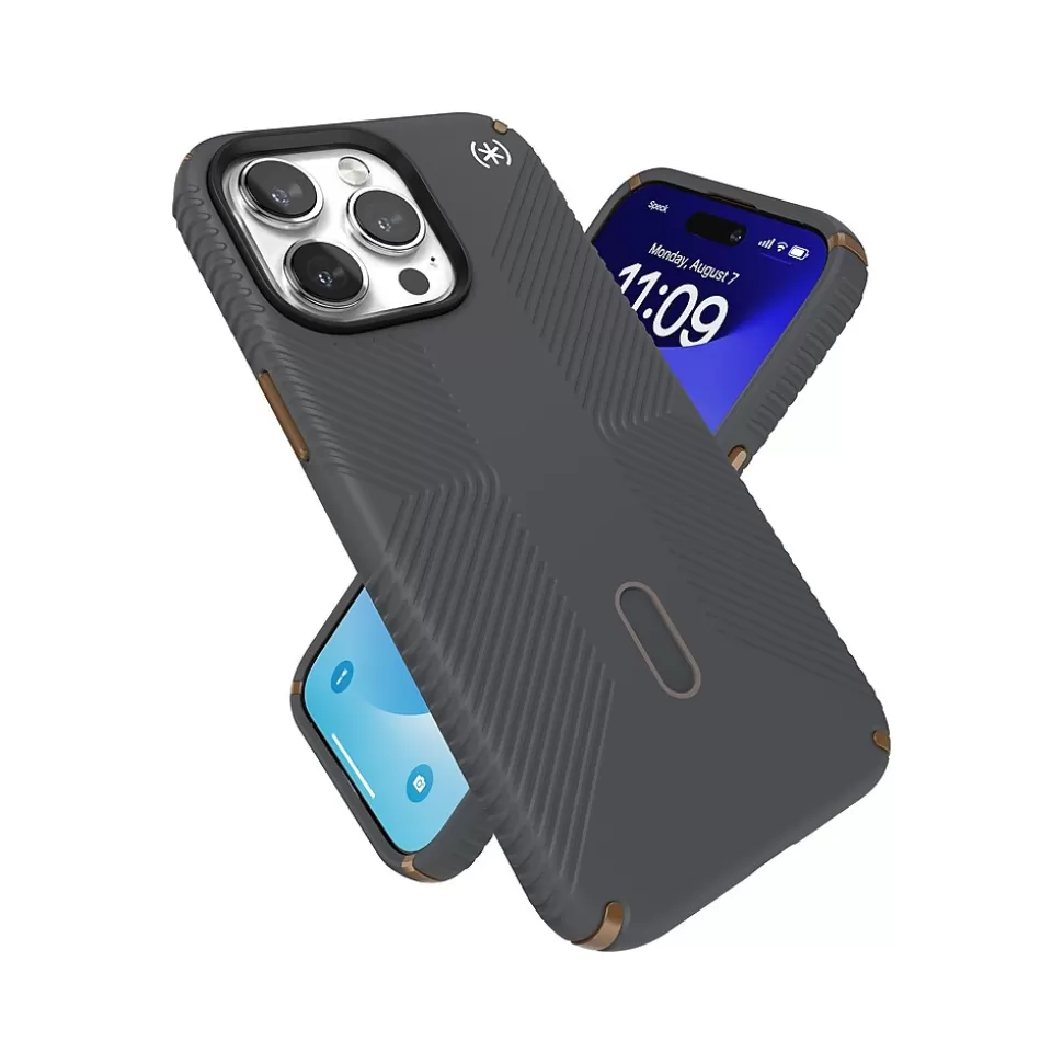 Speck Presidio 2 Grip MagSafe ClickLock Phone Case for iPhone 15 Pro Max, Charcoal Gray/Cool Bronze (150463-3212) Best Sale