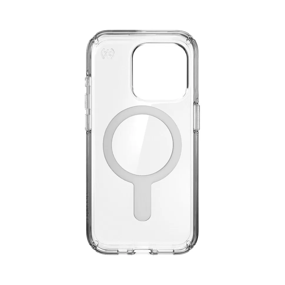 Speck Presidio Perfect-Clear MagSafe Case for iPhone 15 Pro, Clear/Chrome (150449-3199) Hot