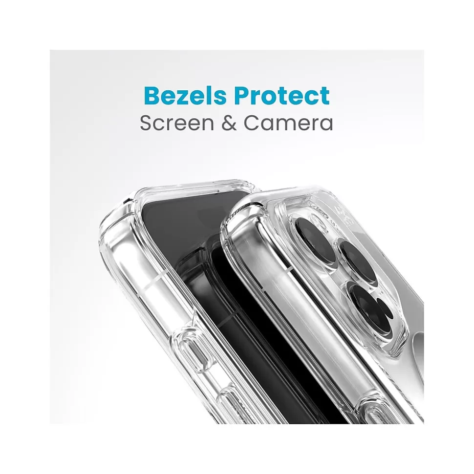 Speck Presidio Perfect-Clear MagSafe Case for iPhone 15 Pro, Clear/Chrome (150449-3199) Hot