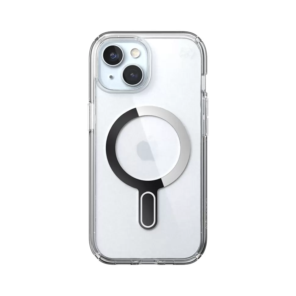 Speck Presidio Perfect-Clear MagSafe ClickLock Phone Case for iPhone 15, Clear/Chrome (150441-3199) Flash Sale