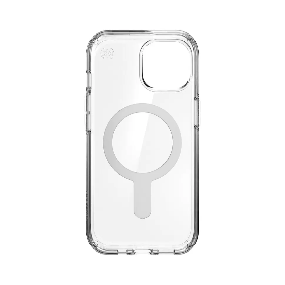 Speck Presidio Perfect-Clear MagSafe ClickLock Phone Case for iPhone 15, Clear/Chrome (150441-3199) Flash Sale