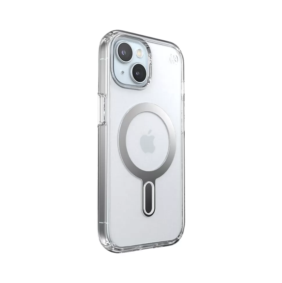 Speck Presidio Perfect-Clear MagSafe ClickLock Phone Case for iPhone 15, Clear/Chrome (150441-3199) Flash Sale