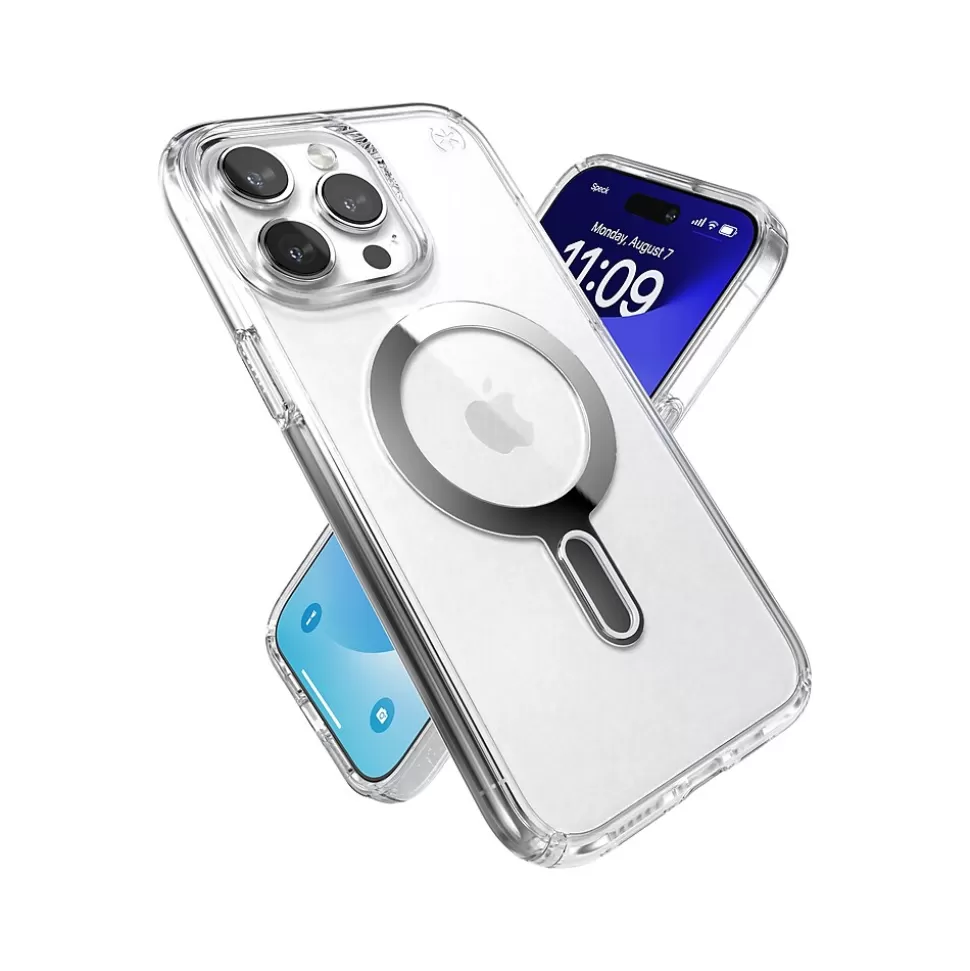 Speck Presidio Perfect-Clear MagSafe ClickLock Phone Case for iPhone 15 Pro Max, Clear/Chrome (150465-3199) Best