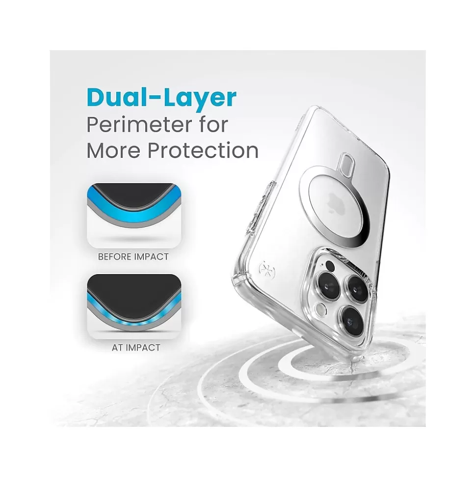 Speck Presidio Perfect-Clear MagSafe ClickLock Phone Case for iPhone 15 Pro Max, Clear/Chrome (150465-3199) Best